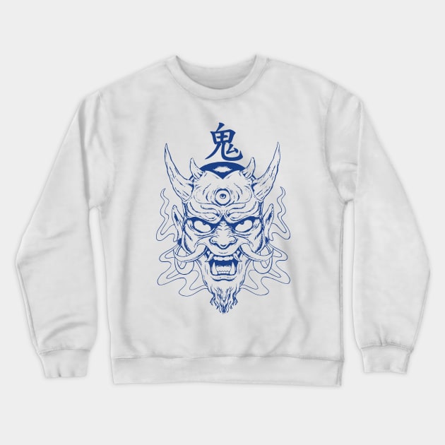 Japanese Tattoo Devil Oni Art Crewneck Sweatshirt by AtomicBullfrog